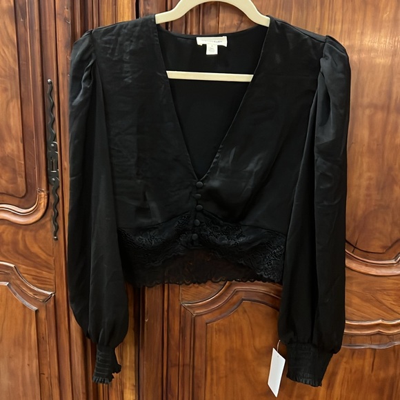 Open Edit black long sleeve crop top NEW - Small - Picture 3 of 6